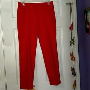 Express Editor Red Ankle Length Dress Pants